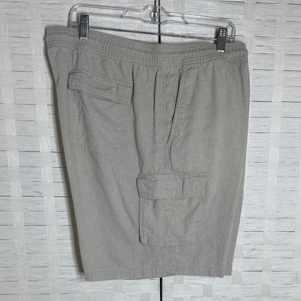 Cubavera Men’s‎ Tan Linen Viscose Drawstring Cargo Casual Beach Shorts Size XXL